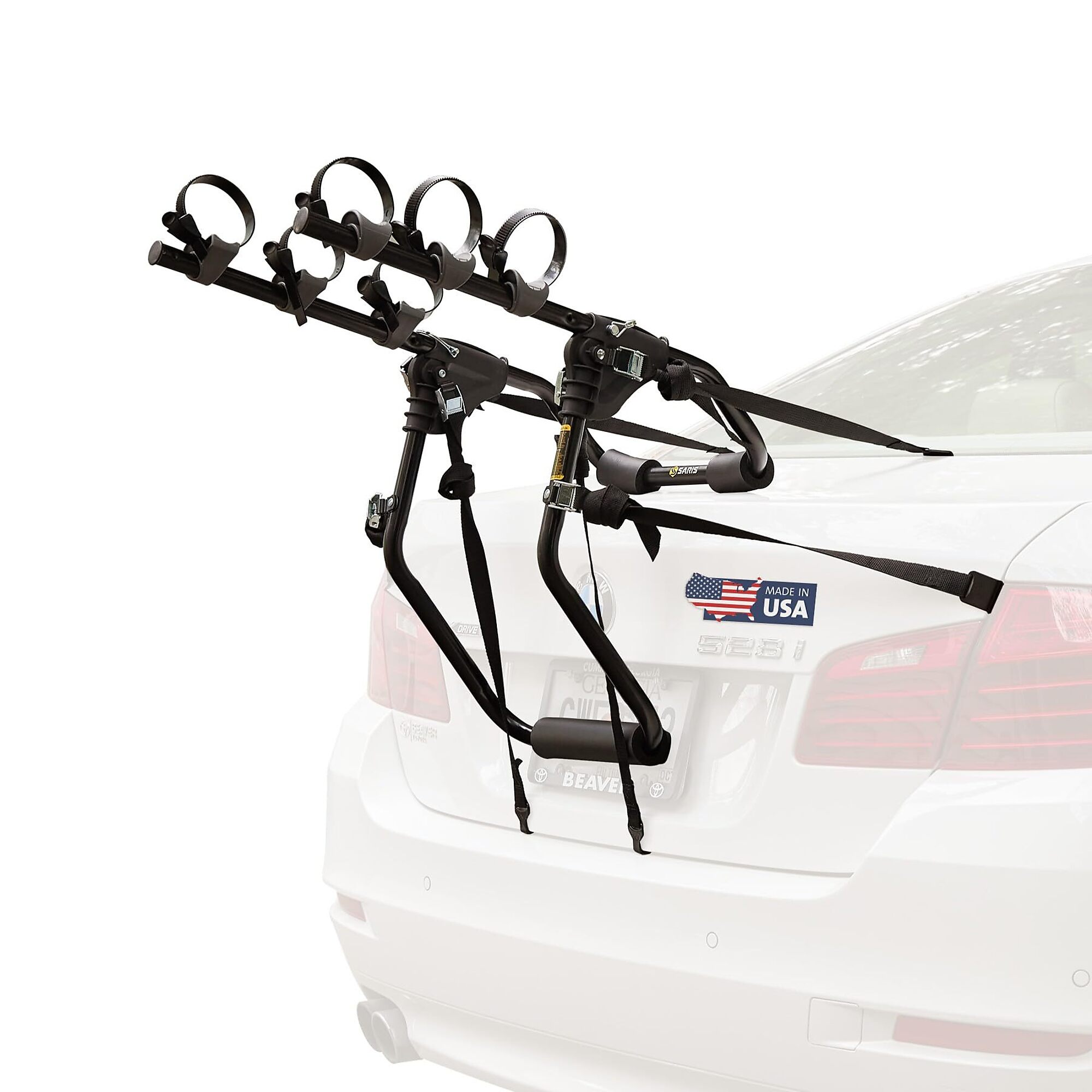 Saris Guardian Trunk Bike Rack Mount, No Assembly Bike Cargo Rack for Cars, 3 Bikes
